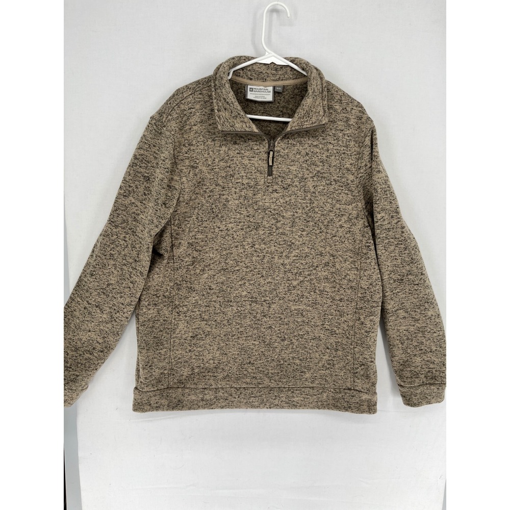 Mountain Warehouse Mens XL Quarter Zip Fleece Pullover Marled Tan Black Sweater